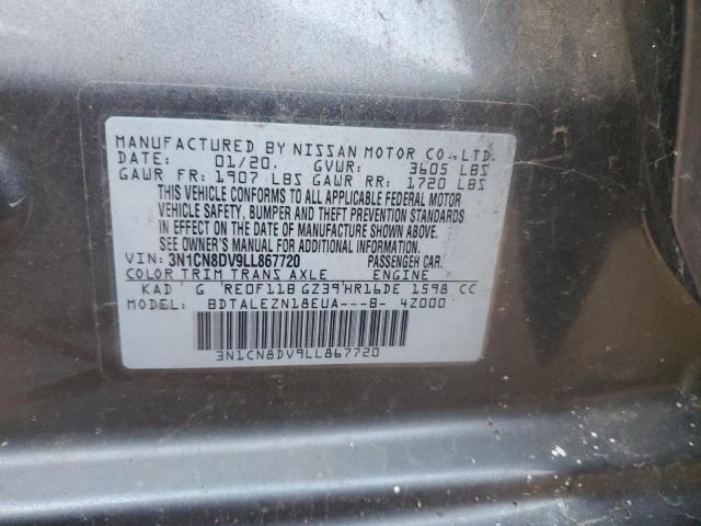 3N1CN8DV9LL867720 - 2020 NISSAN VERSA S GRAY photo 12