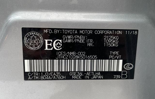 JTHCZ1D28K5016505 - 2019 LEXUS IS 350 SILVER photo 10