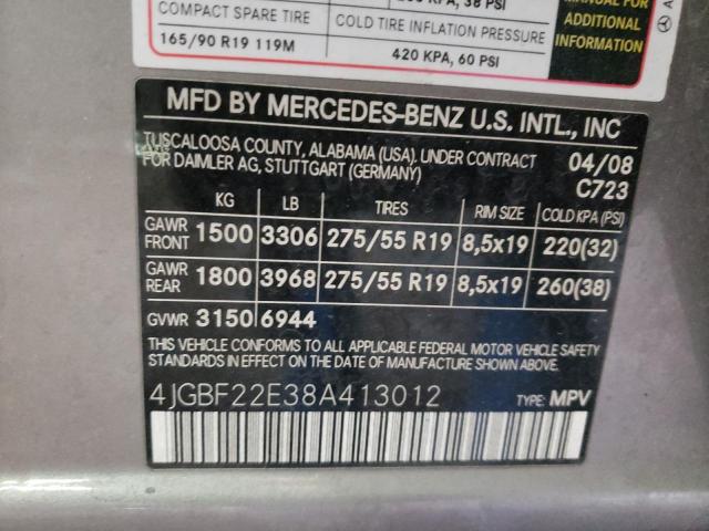 4JGBF22E38A413012 - 2008 MERCEDES-BENZ GL 320 CDI SILVER photo 13