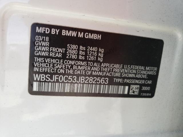 WBSJF0C53JB282563 - 2018 BMW M5 WHITE photo 12