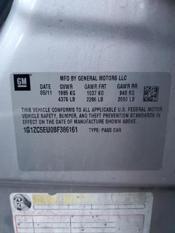 1G1ZC5EU0BF386161 - 2011 CHEVROLET MALIBU 1LT 银色 照片 12