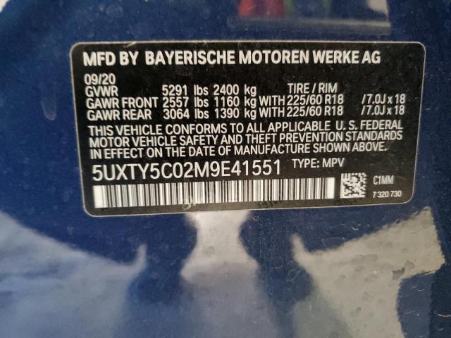 5UXTY5C02M9****** - 2021 BMW X3 XDRIVE3 BLUE photo 13