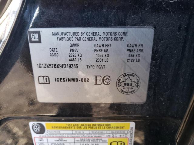 1G1ZK57BX9F219346 - 2009 CHEVROLET MALIBU LTZ შავი ფოტო 12