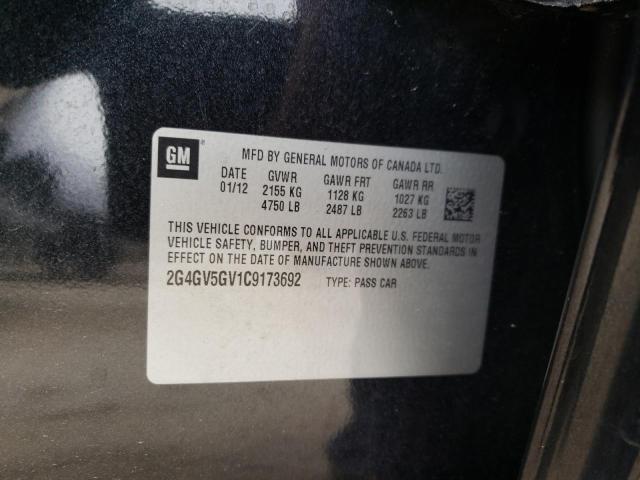 2G4GV5GV1C9173692 - 2012 BUICK REGAL GS BLACK photo 12