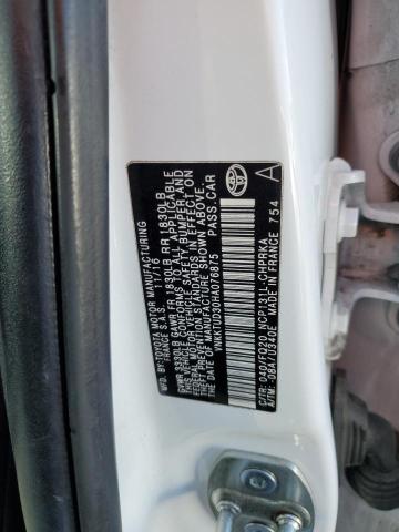 VNKKTUD30HA076875 - 2017 TOYOTA YARIS L WHITE photo 12