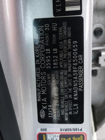 KNADN5A38F6500659 - 2015 KIA RIO EX SILVER photo 12