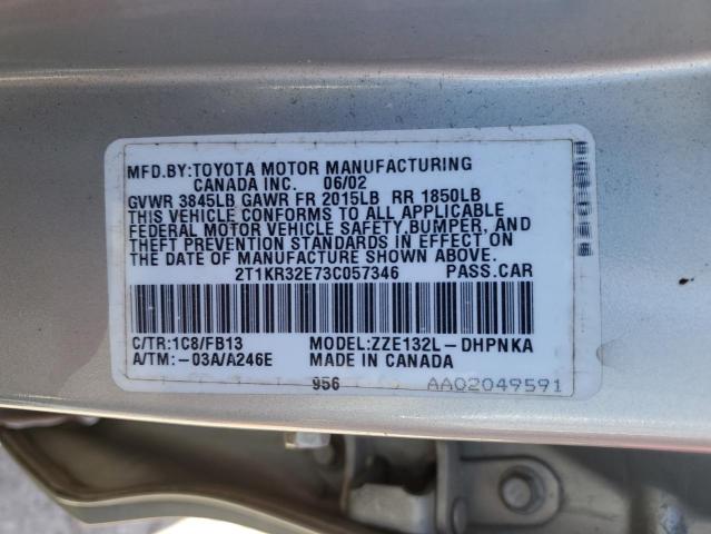 2T1KR32E73C057346 - 2003 TOYOTA MATRIX 银色 照片 12