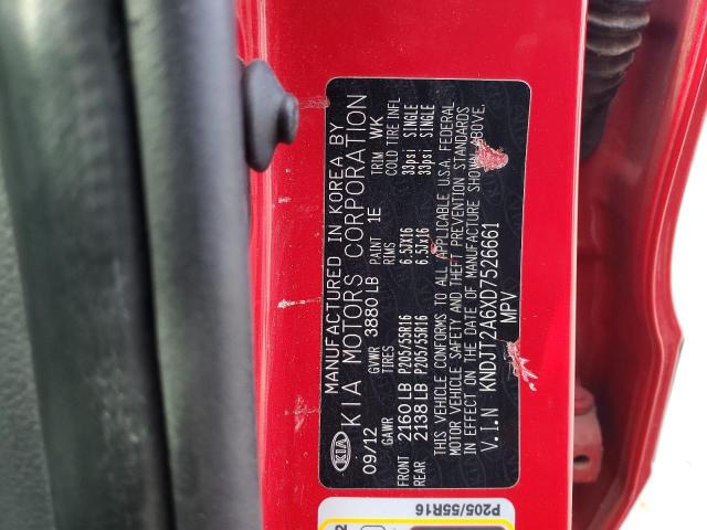 KNDJT2A6XD7526661 - 2013 KIA SOUL + RED photo 13