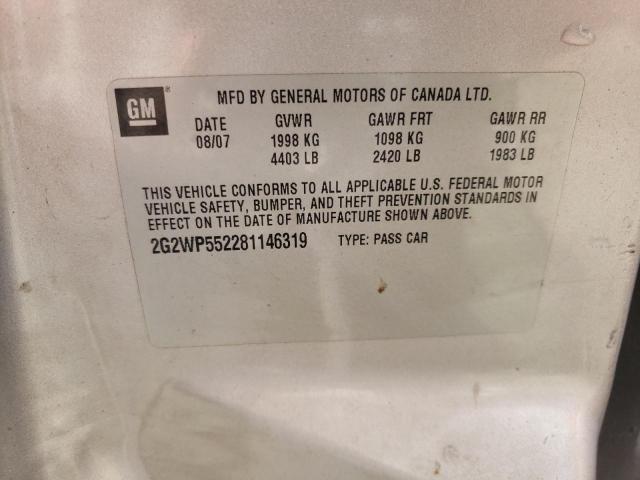 2G2WP552281146319 - 2008 PONTIAC GRAND PRIX ვერცხლისფერი ფოტო 12