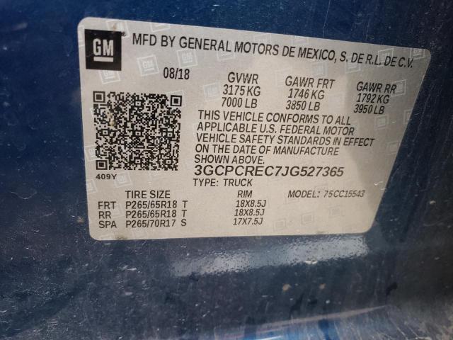 3GCPCREC7JG527365 - 2018 CHEVROLET SILV1500 4 BLUE photo 12