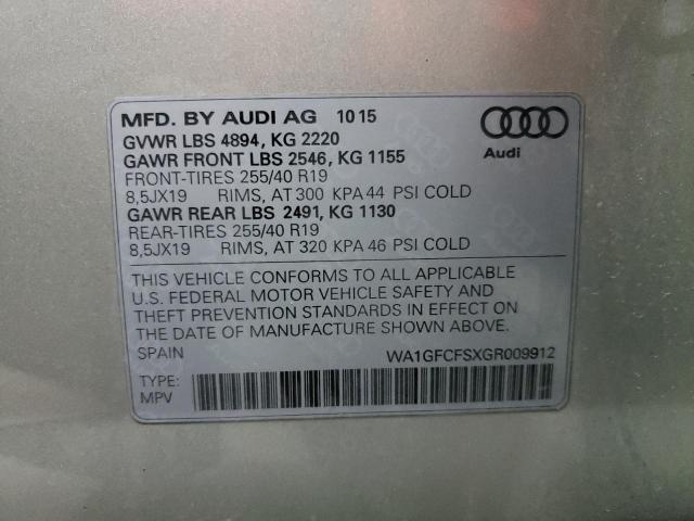 WA1GFCFSXGR009912 - 2016 AUDI Q3 PRESTIG GOLD photo 13