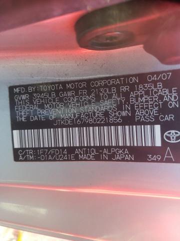 JTKDE167980221856 - 2008 TOYOTA SCION TC SILVER photo 12