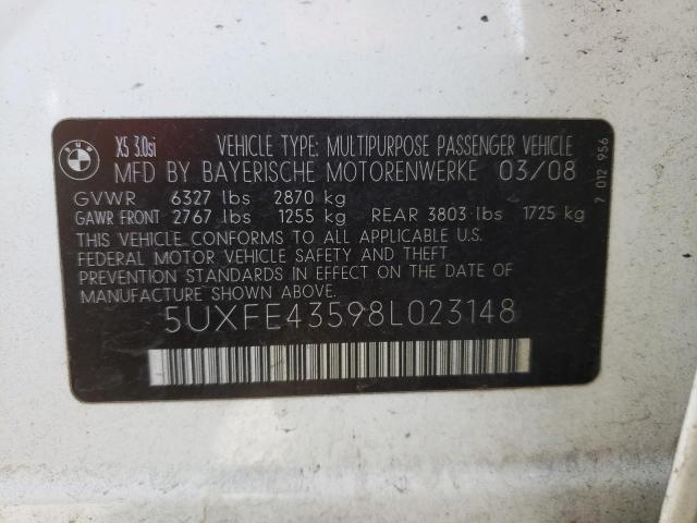 5UXFE43598L023148 - 2008 BMW X5 WHITE photo 13