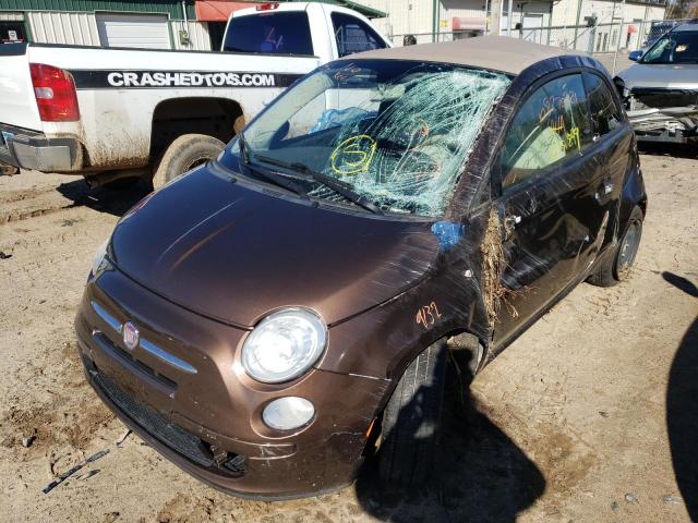 3C3CFFDR8CT120521 - 2012 FIAT 500 POP BROWN photo 2