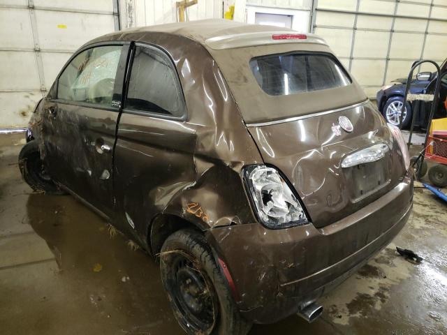 3C3CFFDR8CT120521 - 2012 FIAT 500 POP BROWN photo 3