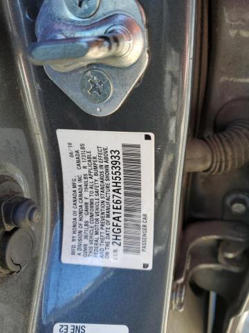 2HGFA1E67AH553933 - 2010 HONDA CIVIC LX-S Boz foto 12