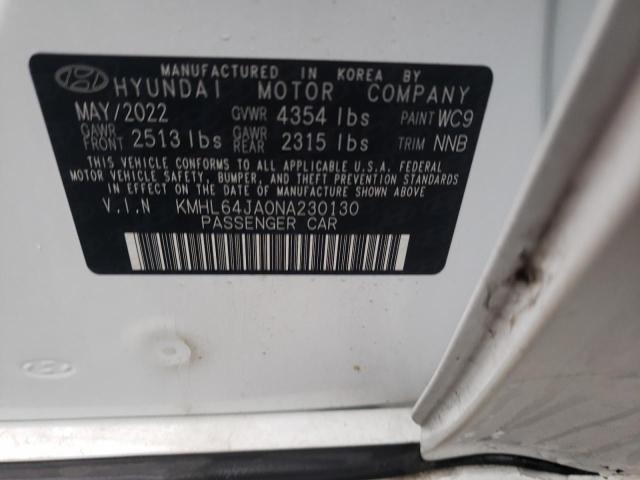 KMHL64JA0NA230130 - 2022 HYUNDAI SONATA SEL WHITE photo 12