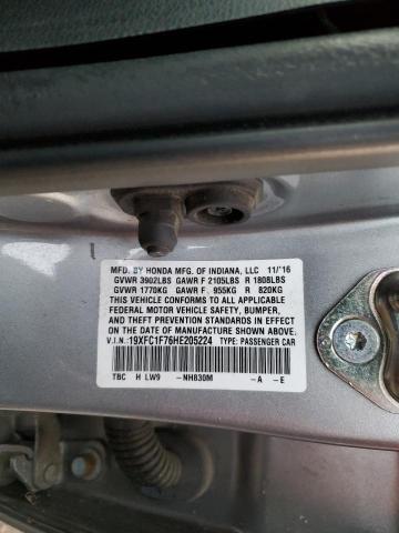 19XFC1F76HE205224 - 2017 HONDA CIVIC EXL 银色 照片 12