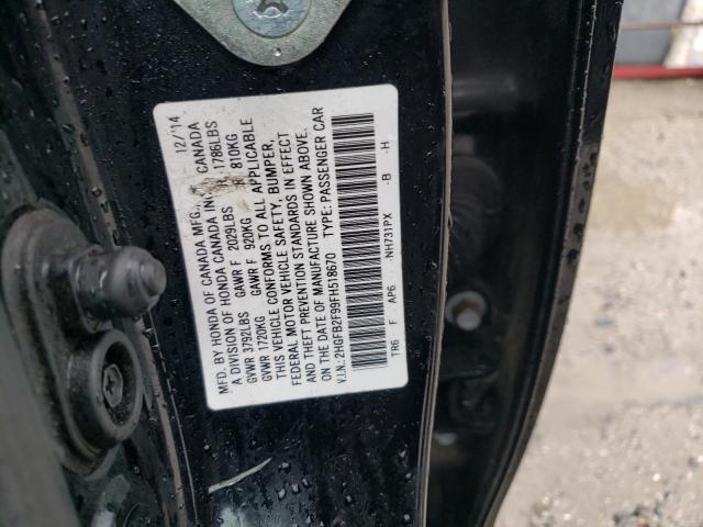 2HGFB2F99FH518670 - 2015 HONDA CIVIC EXL Қара фото 12