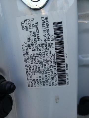 7FART6H98ME037443 - 2021 HONDA CR-V TOURI WHITE photo 12