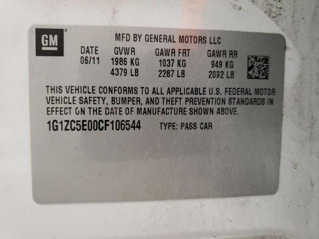 1G1ZC5E00CF106544 - 2012 CHEVROLET MALIBU 1LT 白色 照片 12