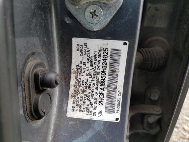 2HGFA16959H324025 - 2009 HONDA CIVIC EXL Boz foto 12