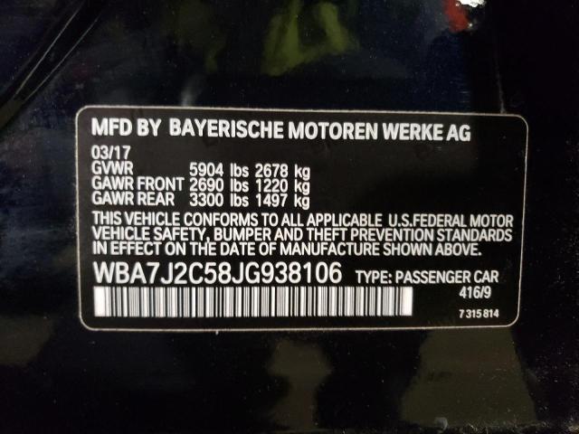 WBA7J2C58JG938106 - 2018 BMW 740 XE BLUE photo 12