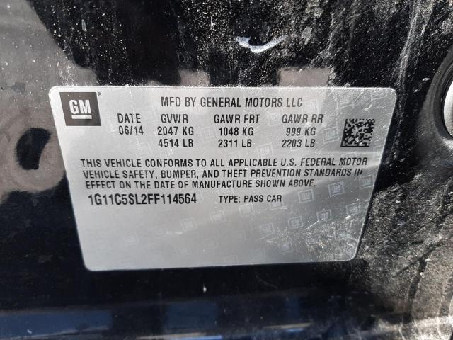 1G11C5SL2FF114564 - 2015 CHEVROLET MALIBU 1LT შავი ფოტო 12