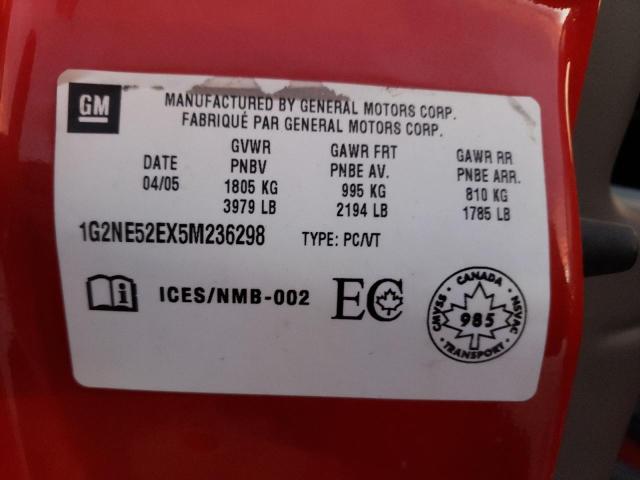 1G2NE52EX5M236298 - 2005 PONTIAC GRAND AM S RED photo 12