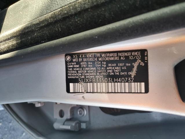 5UXFB33503LH40732 - 2003 BMW X5 4.4I SILVER photo 13