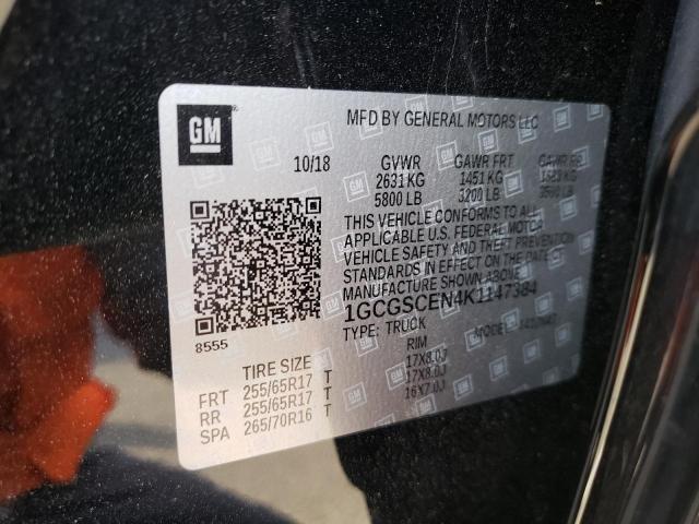 1GCGSCEN4K1147384 - 2019 CHEVROLET COLORADO L BLACK photo 12