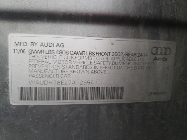 WAUDH78E27A129541 - 2007 AUDI A4 3.2 QUA SILVER photo 12