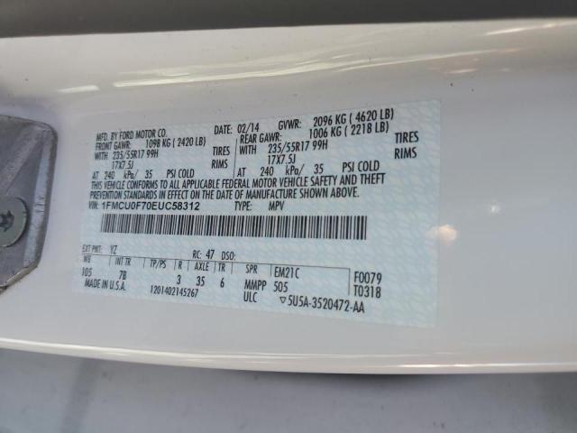 1FMCU0F70EUC58312 - 2014 FORD ESCAPE S WHITE photo 13