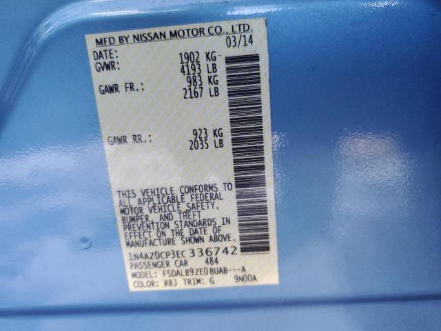 1N4AZ0CP3EC336742 - 2014 NISSAN LEAF S BLUE photo 12