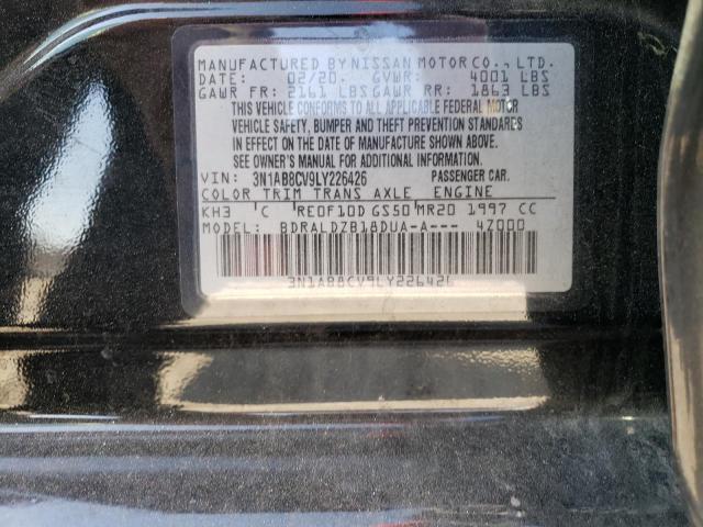 3N1AB8CV9LY226426 - 2020 NISSAN SENTRA SV BLACK photo 12