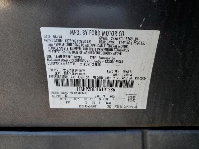 1FAHP2F83FG101286 - 2015 FORD TAURUS LIM GRAY photo 12