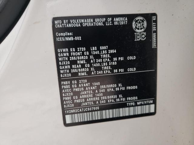 1V2NR2CA7JC507505 - 2018 VOLKSWAGEN ATLAS SEL Ağ foto 14