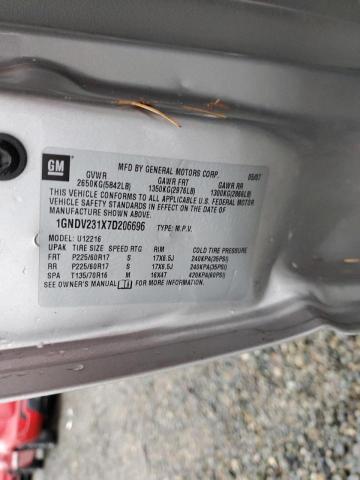 1GNDV231X7D206696 - 2007 CHEVROLET UPLANDER L 银色 照片 13