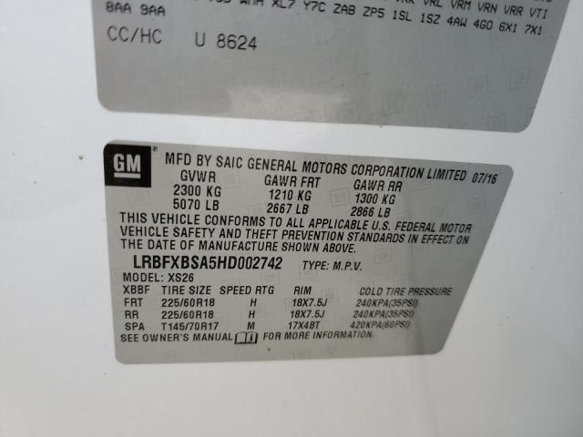 LRBFXBSA5HD002742 - 2017 BUICK ENVISION E 白色 照片 13