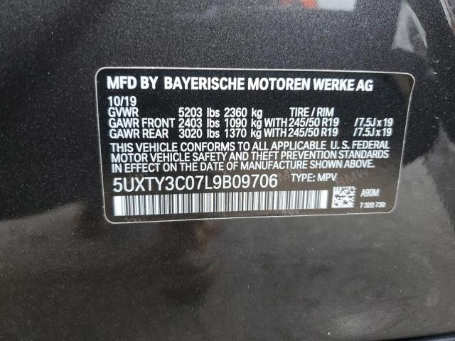 5UXTY3C07L9B09706 - 2020 BMW X3 SDRIVE3 BLACK photo 13