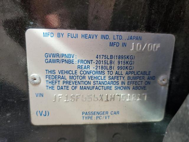 JF1SF656X1H751817 - 2001 SUBARU FORESTER S BLACK photo 12