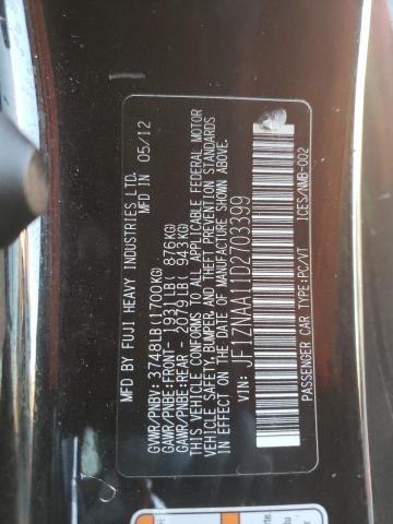 JF1ZNAA11D2703399 - 2013 TOYOTA SCION FR-S BLACK photo 12