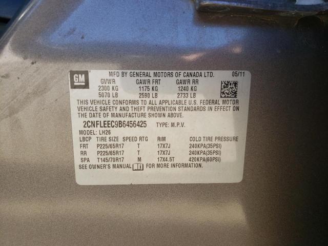 2CNFLEEC9B6456425 - 2011 CHEVROLET EQUINOX LT GRAY photo 13