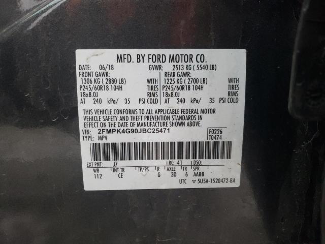 2FMPK4G90JBC25471 - 2018 FORD EDGE SE GRAY photo 13