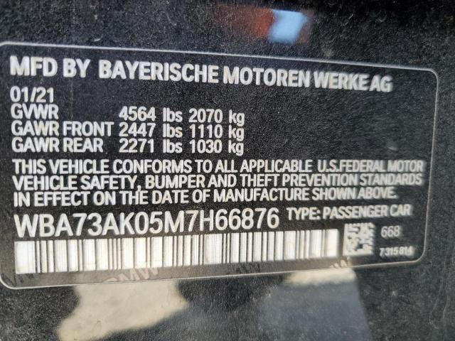 WBA73AK05M7H66876 - 2021 BMW 228XI BLACK photo 12