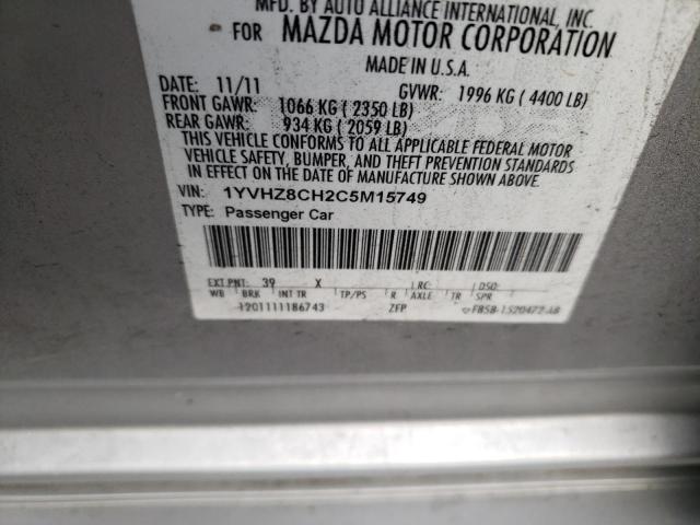 1YVHZ8CH2C5M15749 - 2012 MAZDA 6 I SILVER photo 12