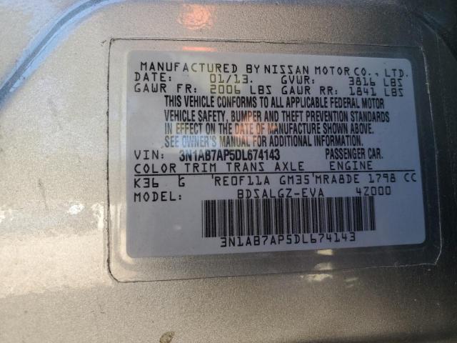 3N1AB7AP5DL674143 - 2013 NISSAN SENTRA S SILVER photo 12