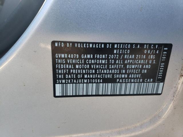 3VW2K7AJXEM310564 - 2014 VOLKSWAGEN JETTA BASE 灰色 照片 12