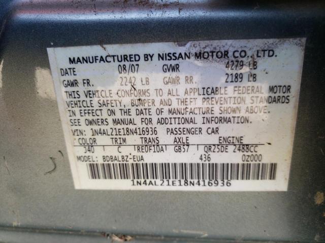 1N4AL21E18N416936 - 2008 NISSAN ALTIMA 2.5 GREEN photo 12