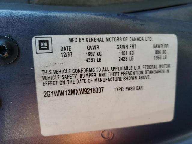 2G1WW12MXW9216007 - 1998 CHEVROLET MONTE CARL ლურჯი ფოტო 12